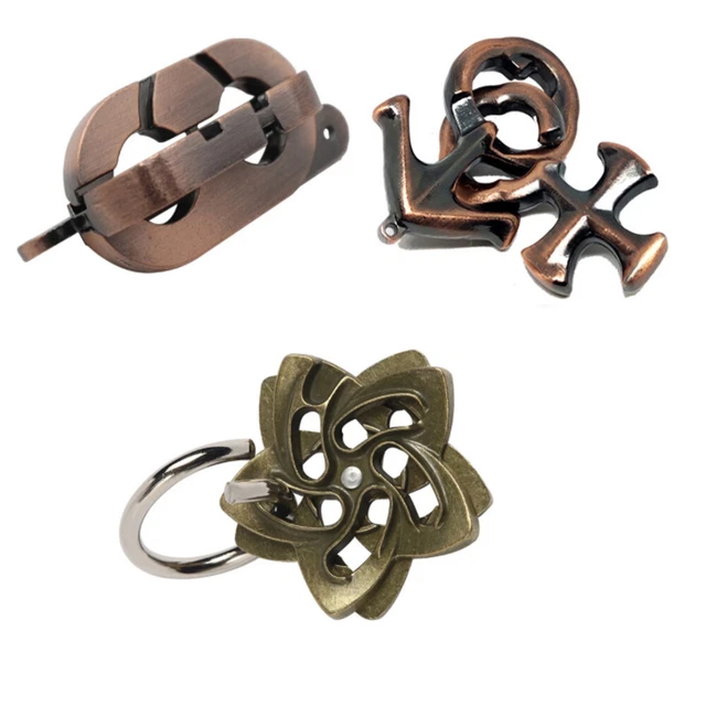 Brain Toys IQ Test Lock Brain Teaser Metal Puzzles Kids Adults Intelligent Games 7