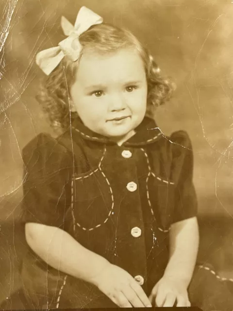 LG Photograph Sepia Girl 1940's Photo Portrait