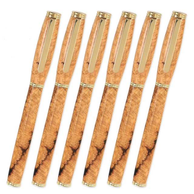 Kit de bolígrafos Old-Line, acabado dorado, paquete de 6, torneado en madera heredado