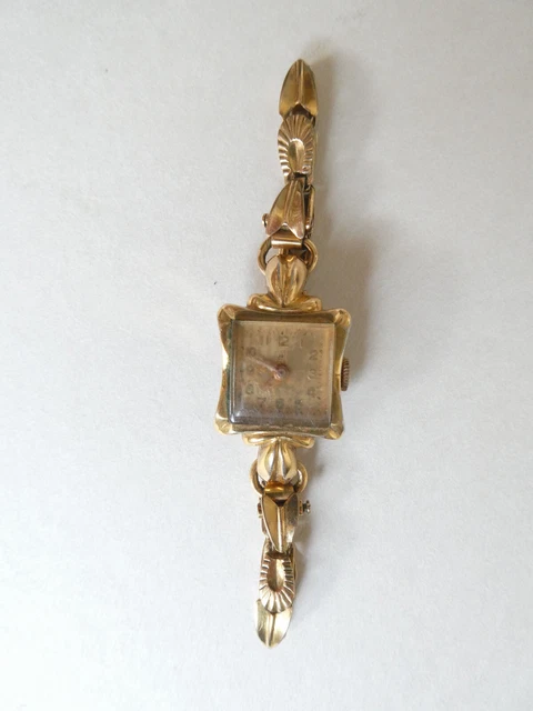 Reloj De Mujer Vintage, Pulsera Chapada En Oro, 15 Rubíes, Estilo Clásico