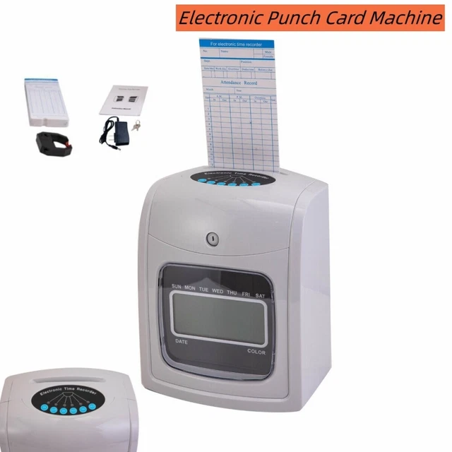 LCD EMPLOYEE ATTENDANCE Machine Time Clock Punch Card Machine ABS w/ 50