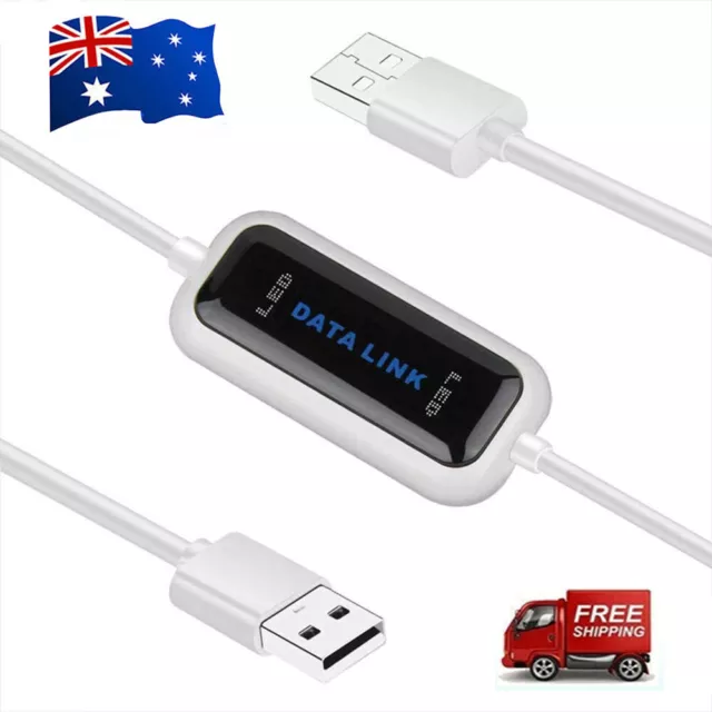 USB PC to PC Online Sync Link Net Direct Data File Transfer Bridge LED Cable AU