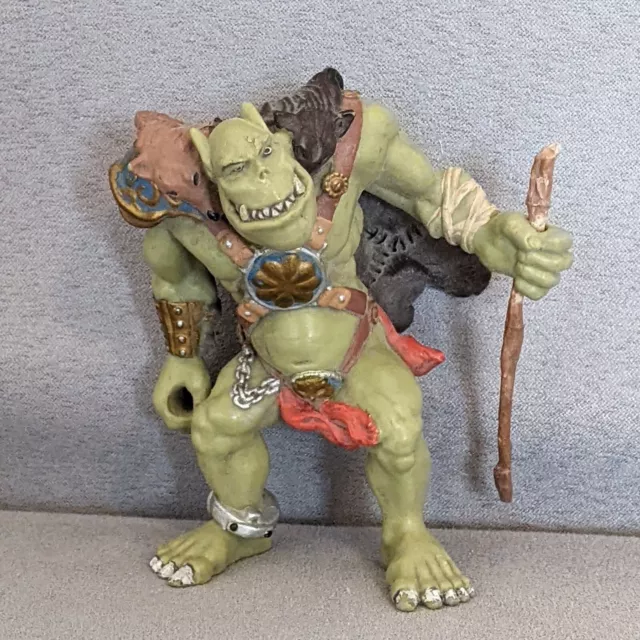 2002 Papo Green Orc Troll Ogre Action Figure with Staff  Fantasy