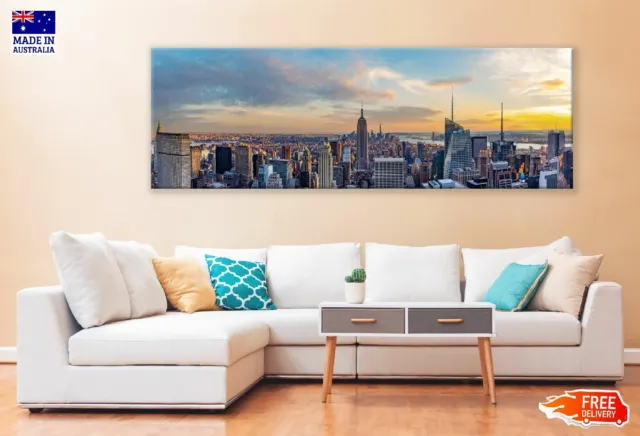 Panoramic Canvas New York City Sunset High Quality 100%  Australian Made Quality