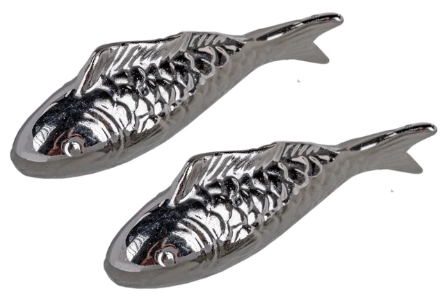 2ER SCHWIMMTIER FISCH silber Figur Gartenteich Gartenfigur Gartendeko