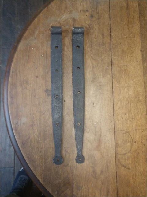 2 ANTIQUE Hand Forged 20" Strap Hinges  Barn door Rustic 8
