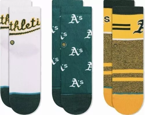 NWT Stance Oakland A's Toddler Boys Crew Socks 3-Pack 2-4 Years (Sz 7-9) Multi