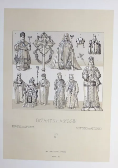 1880 - Byzance Orient Asie Costume Église Church Lithographie