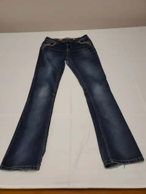Hydraulic Lola Women's Size 9/10 Blue Denim Curvy Thick Stitch Straight Jeans