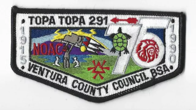 OA 291 Topa Topa 1915-1990 75th NOAC WWW Flap BLK Bdr. Ventura County CA [MO-190