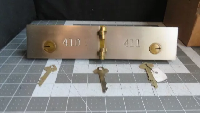 Antique L.L. Bates 1886 Safety Deposit Box Door  2 Op & 1 Guard Key #410 & #411