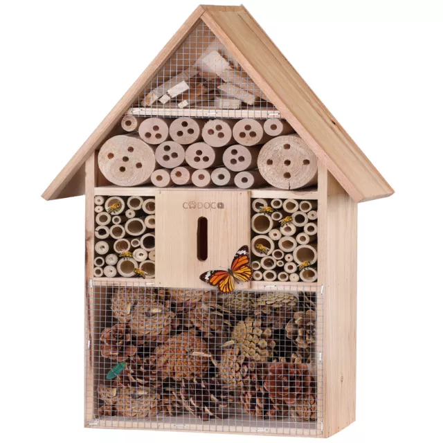 Hôtel à insectes XXL en bois 48x31x10cm Maisonnette abri refuge abeille papillon