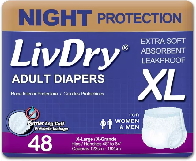 Overnight Protective Underwear XL Size Count: 48