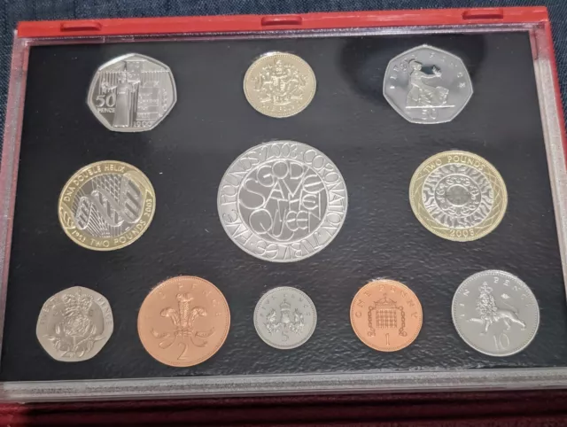 2003 Royal Mint United Kingdom Proof Set - Flat Case - Deluxe Coin Collection