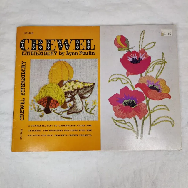 RARO Libro de Instrucciones de Bordado Crewel de Lynn Paulin Patrones Guía Completa