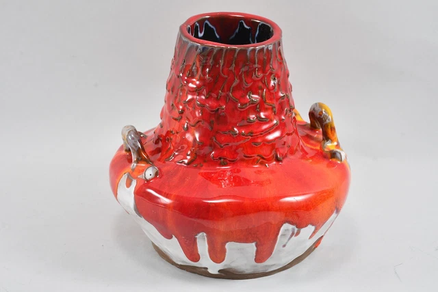 J90A07 - Ceramic Vase with Handles & Running Glaze, Sign. Lite
