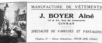 Civray Manufacture De Vetements Boyer Petite Publicite 1931