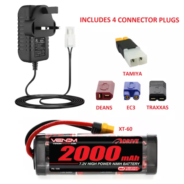 HSP 7.2v 2000mAh NiMH Battery & Charger for FTX, HSP, HPI Tamiya Connector NEW