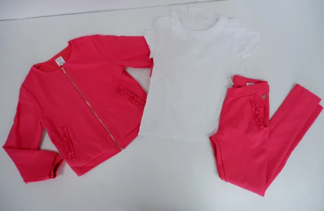 Carrement Beau Girls 3 Pc Tracksuit Outfit Age 10 Yrs Pink Zip Jacket Joggers