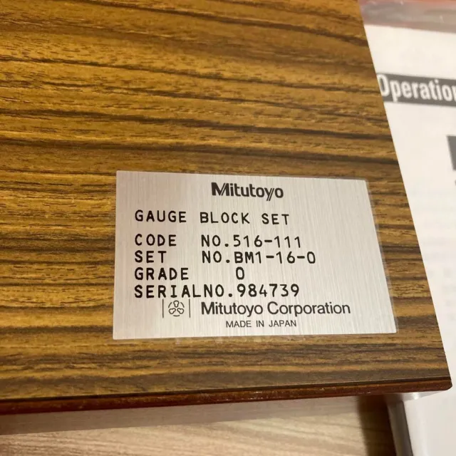 Mitutoyo Gauge Block BM1-16-0 (516-111) 16 Pieces Set With Case Grade 0