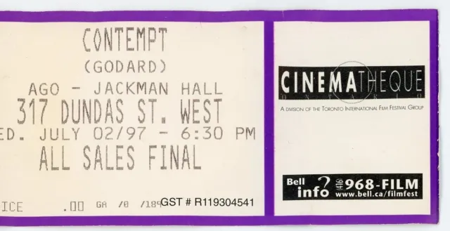 Contempt (1997) Vintage Movie Pass Cinematheque Ontario