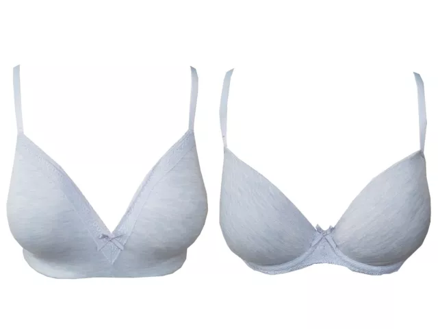 LADIES F+F TESCO Pale Blue Marl T-Shirt Bra Underwired & Non-Wired  Available £5.99 - PicClick UK