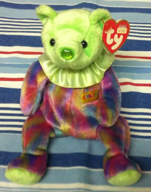 TY Beanie Baby AUGUST BEAR 2001 PE PELLETS Beanies Toy NEW BIRTHDAY GIFT RETIRED