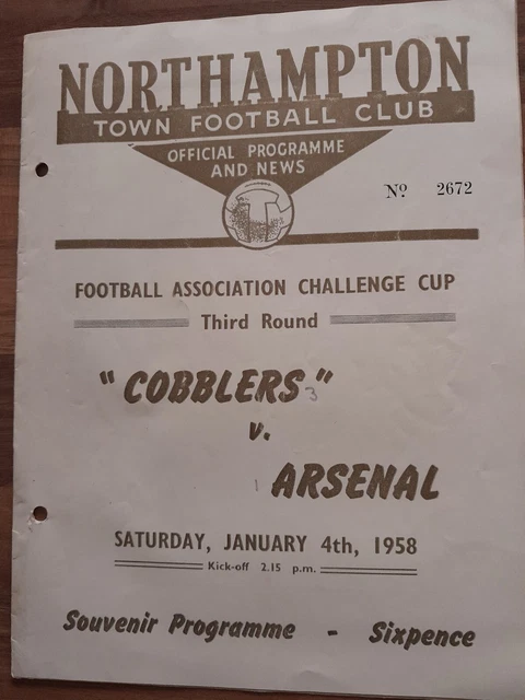 NORTHAMPTON TOWN v ARSENAL F.A.CUP 3rd ROUND 1958 £1.50 PicClick UK
