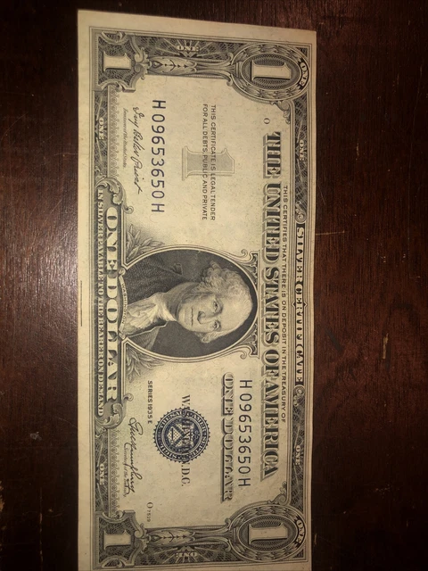 $1 dollar bill 1935. Series E. Blue seal. Silver Certificate