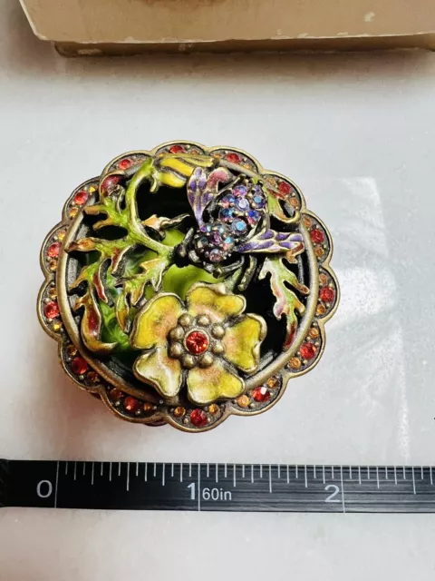 Jay Strongwater ~ Bee & Flower Trinket Box w/ Crystals & in Box