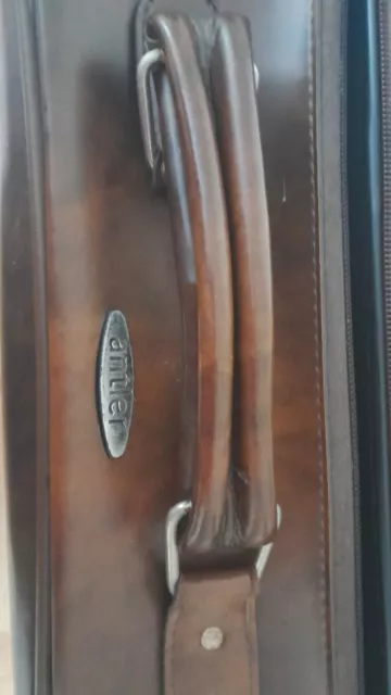 Vintage Antler Luggage Faux leather Brown Soft Small Suitcase case travel bag