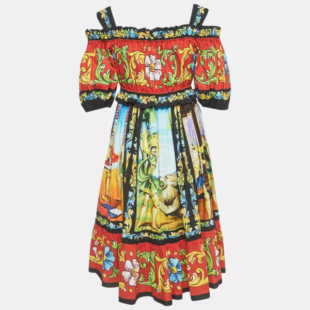 Dolce & Gabbana Multicolor Printed Cotton Poplin Short Dress S 2