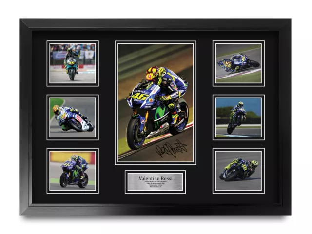Valentino Rossi Signed A2 Large Framed Printed MotoGP Autograph Display Gift