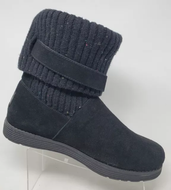 Skechers Adorbs Black Suede Boots Knit Cuff Shaft Womens 10 M 40 EU 3