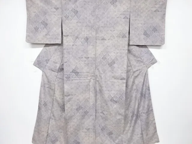 6584538: Japanese Kimono / Antique Kimono / Tsumugi / Woven Pine & Rhombus