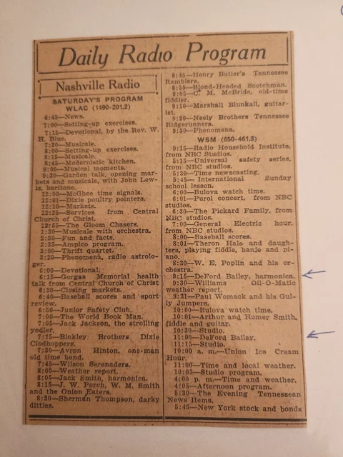 1929 GRAND OLE OPRY, WSM show, DEFORD BAILEY, Gully Jumpers, BLACK AMERICANA