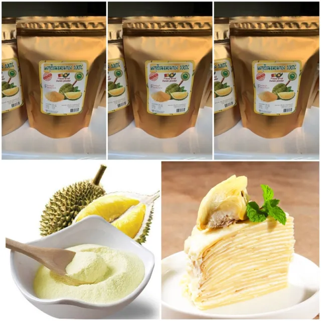 3X Freeze Dry Thai Durian Fruit Powder Food 100% Dessert Bakery Milkshake 100g.