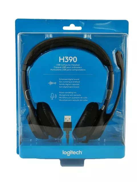 Logitech Wired Headset H390 with Noise Cancelling Microphone USB