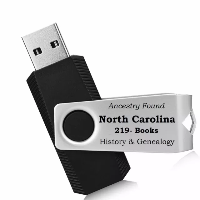 219 old books - NORTH CAROLINA History & Genealogy on USB Flash Drive
