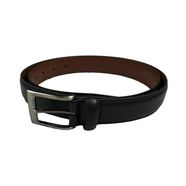 Perry Ellis Mens Solid Leather Dress Belt Black L 38/40