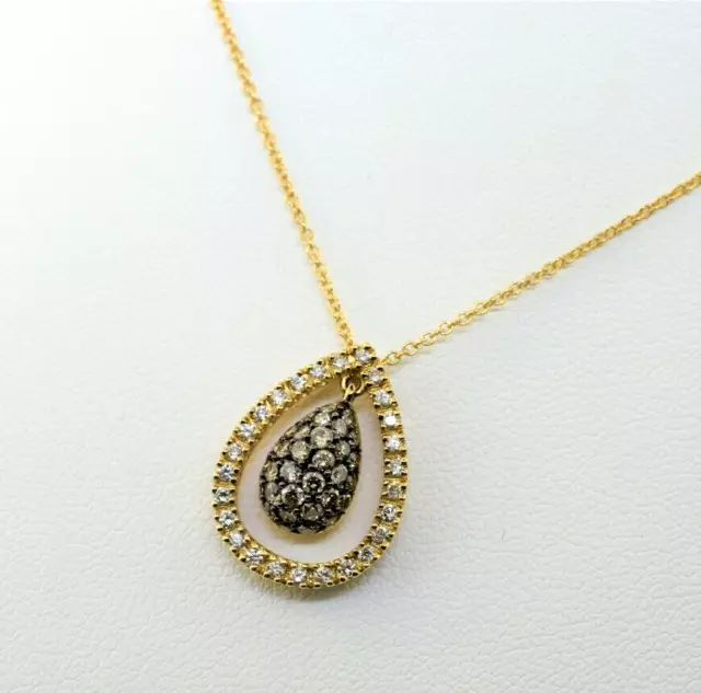 Le Vian Levian 14k Yellow Gold Vanilla & Chocolate Diamonds Teardrop Necklace