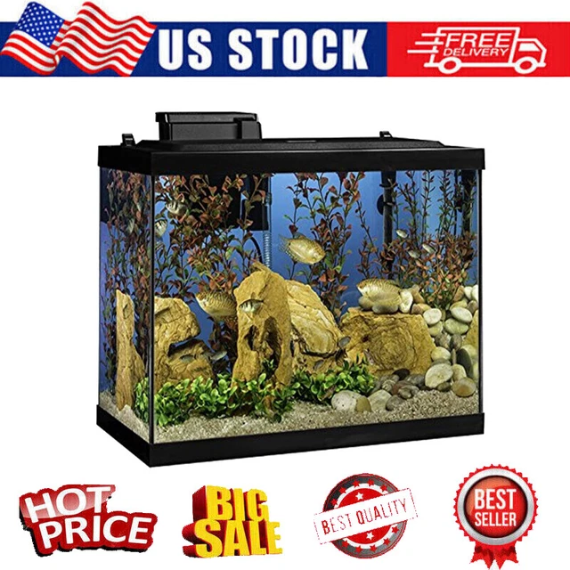 Aquarium 20 Gallon Rectangular Fish Tank Kit, Includes LED Lighting and Decor