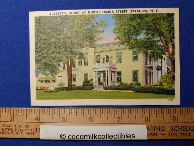 Postcard 1940s Tubbert's Court At North Salina Street Syracuse New York Linen