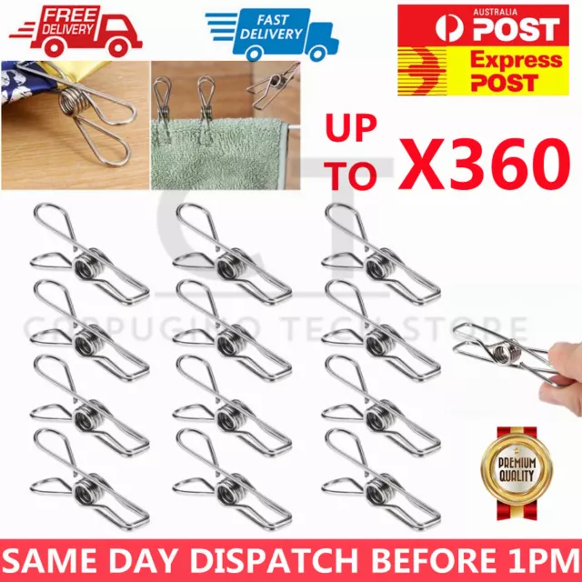 60-360X Stainless Steel Clothes Pegs Hanging Clips Pins Laundry Windproof Clamp