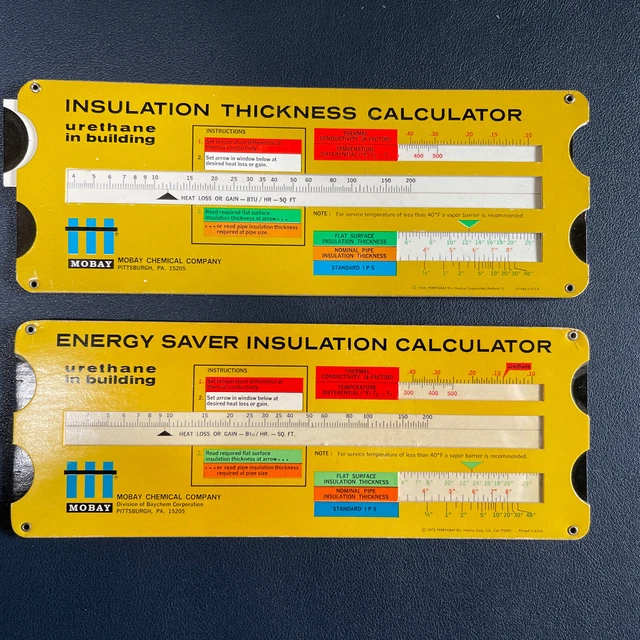 MOBAY CHEMICAL CO Energy Insulation Thick Calculator Slide Rule 1973