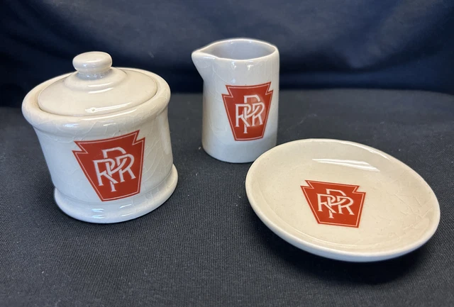 Pennsylvania Railroad PRR Creamer & Sugar Bowl with Lid (reproduction)