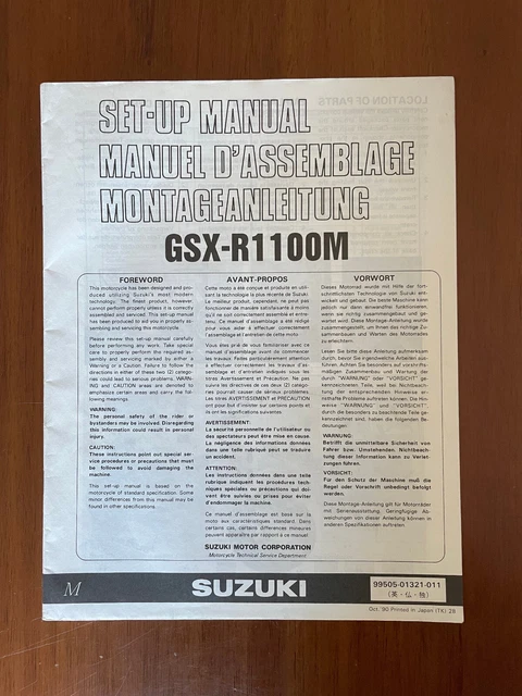 Manuale unboxing Suzuki GSX-R 1100 M/N 1991 1992