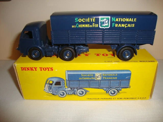 DINKY TOYS VINTAGE CAMION TRACTEUR PANHARD REMORQUE SNCF 1/43 jouet ancien