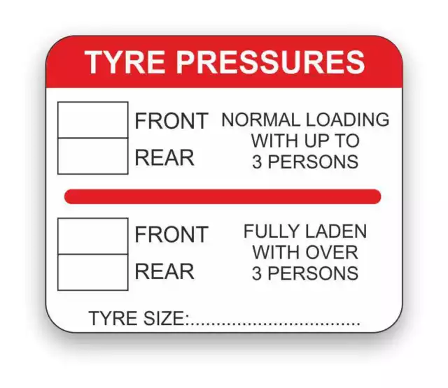 Tyre Pressure Stickers x 100 , Car Self Adhesive Sticker Garage Stickers