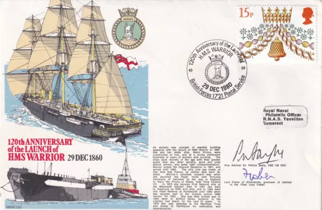 3RN5c 120th Anniversary of Launch of HMS Warrior Double Signed.